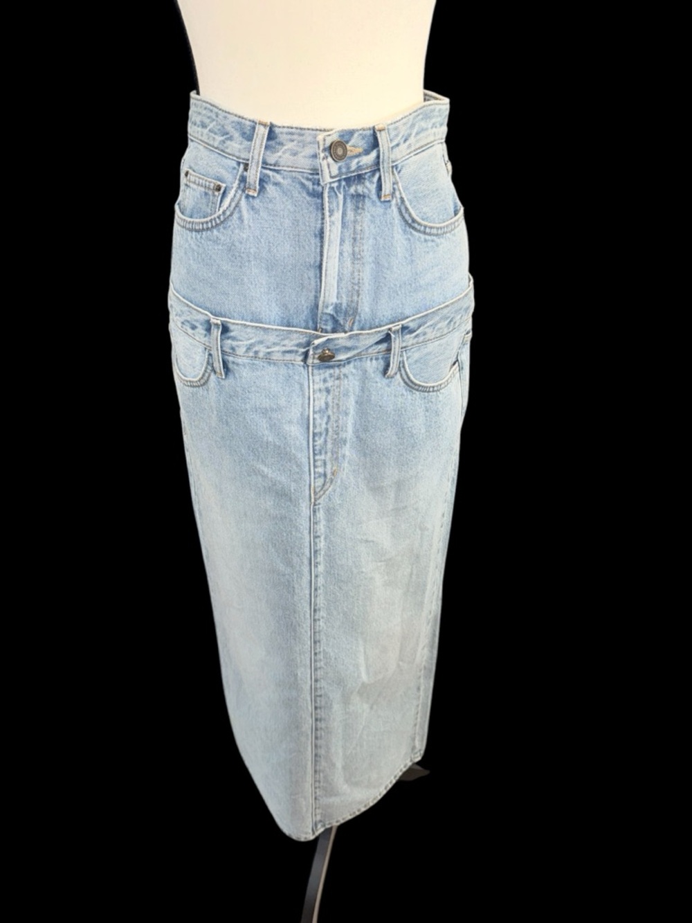 Stylenada Denim Maxi Skirt Korean Fashion NWT